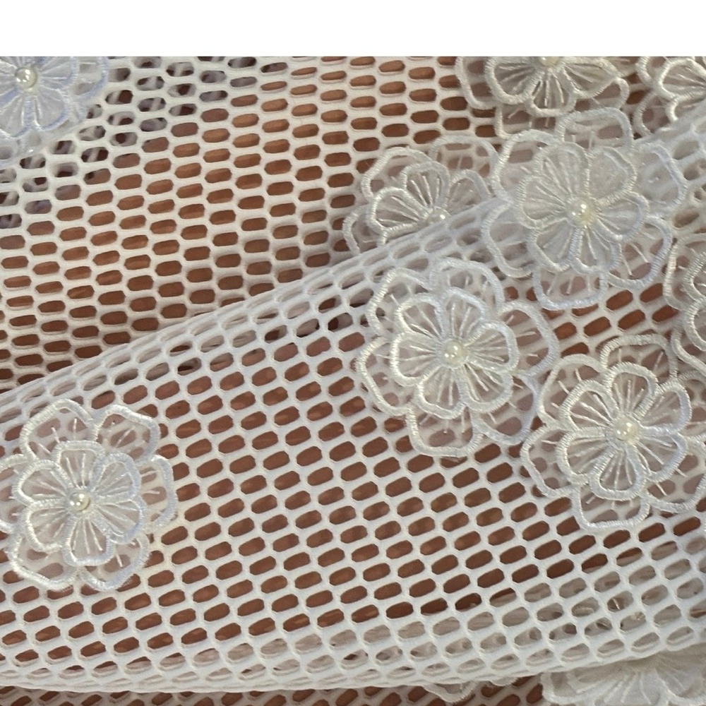 Bebe White Floral Lace Mesh Strapless Fit and Flare Dress Peach Lining Size 6 - Picture 7 of 7